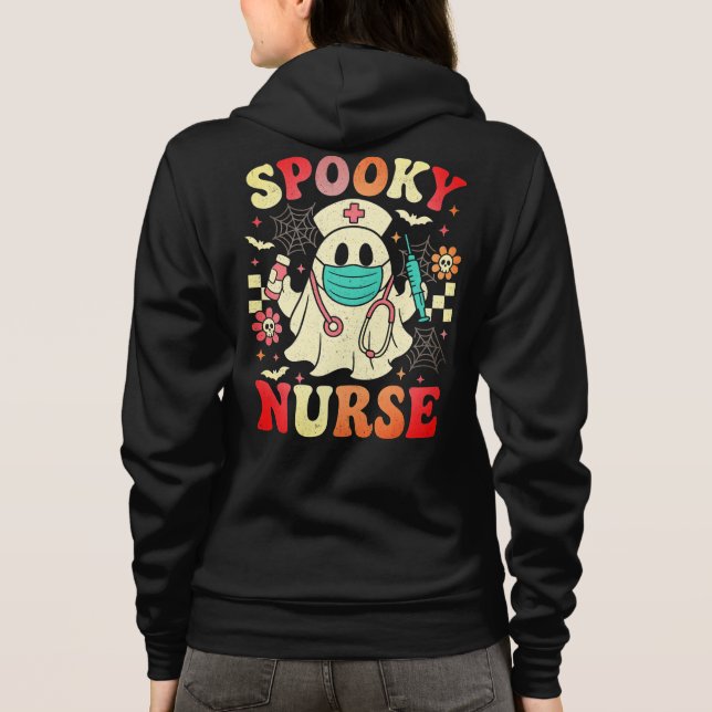 Veste À Capuche Cute Ghost Nurse Halloween Graphisme Retro Pastels (Dos)