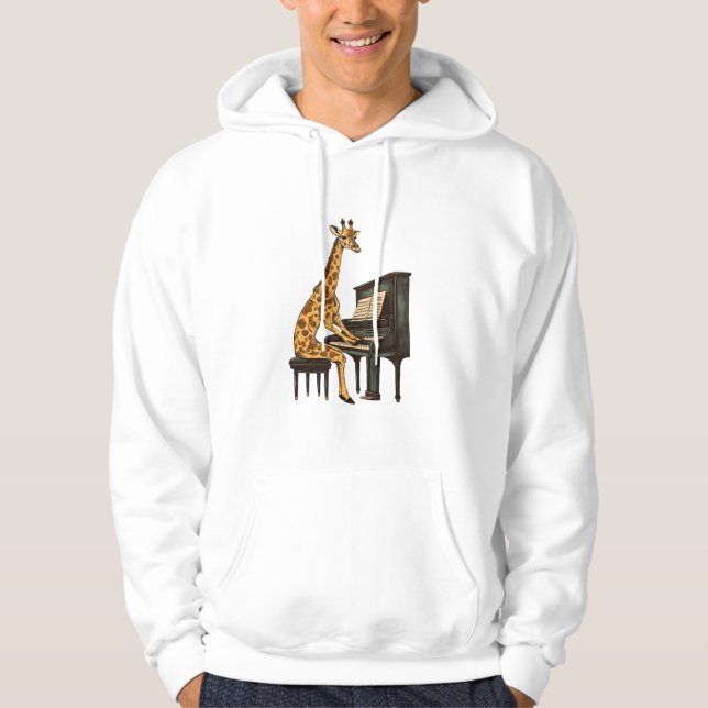 Veste À Capuche Cute Giraffe Jouer Piano Giraffes Musicien Musique (Devant)
