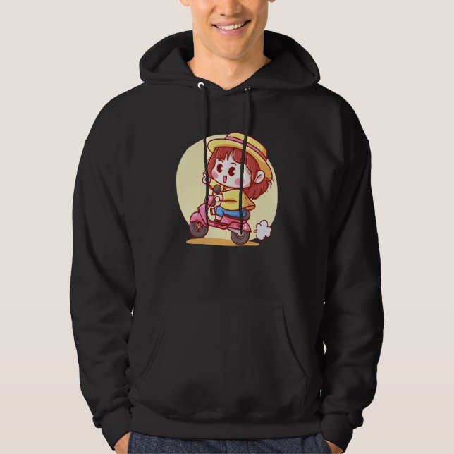 Veste À Capuche Cute Girl On A Scooter (Devant)