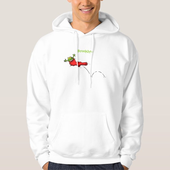 Veste À Capuche Cute grenouille dans une chaussette rouge saut de  (Devant)