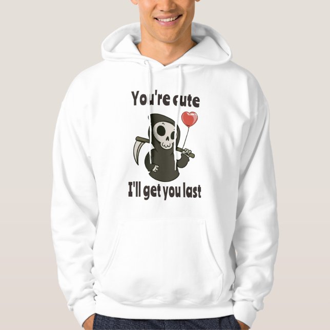 Veste À Capuche Cute Grim Reaper avec coeur romantique (Devant)