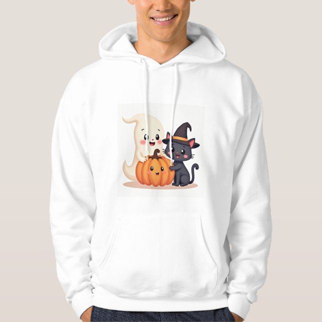 Veste À Capuche "Cute Halloween Squad | Kawaii Ghost & Citrouille  (Devant)