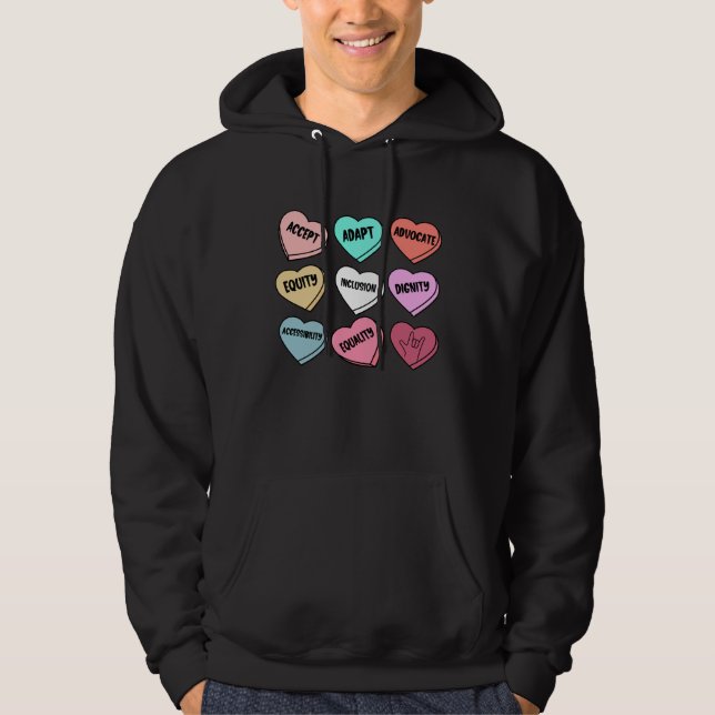 Veste À Capuche Cute Heart Valentines Day Love Special Education T (Devant)