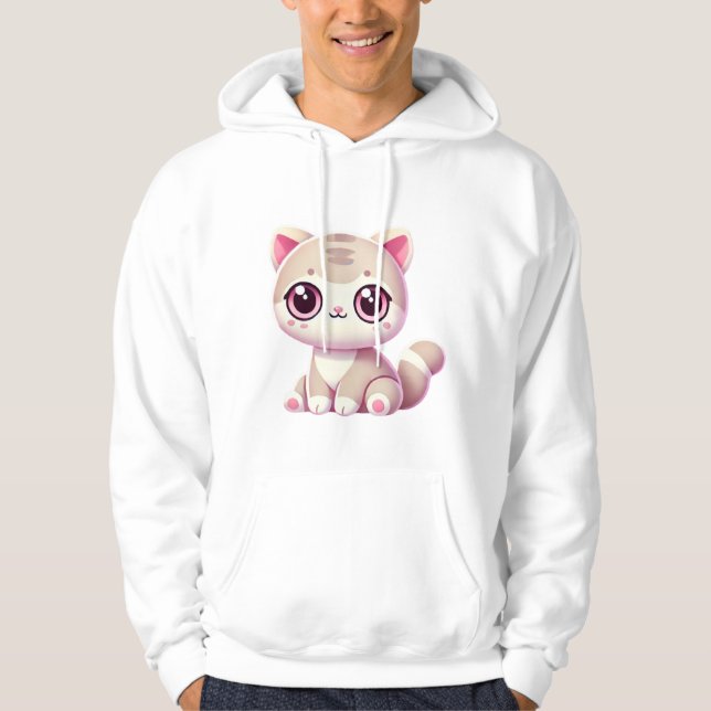 Veste À Capuche Cute Kawaii Cat Adorable Pastel Pink Kitty Design (Devant)