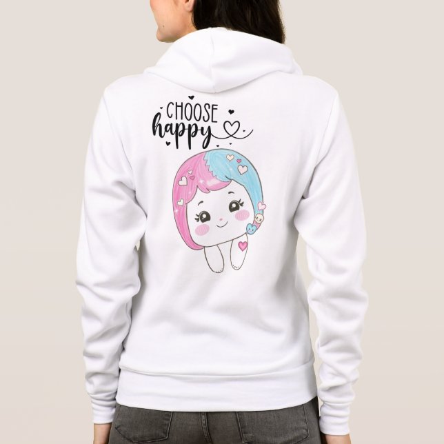 Veste À Capuche Cute Kawaii “Choose Happy”  – Adorable Posi (Dos)