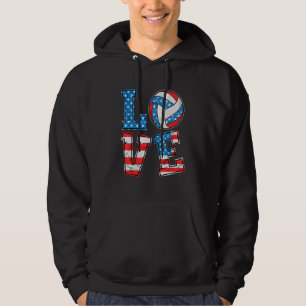 Veste À Capuche Cute Love Volleyball Drapeau Usa Femmes Filles Vol