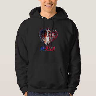 Veste À Capuche Cute Merica Borzoi & Usa Drapeau Lunettes de solei