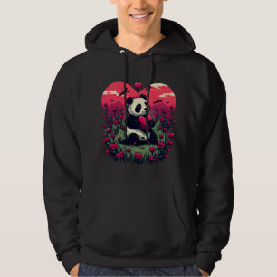 Veste À Capuche Cute Panda Holding Heart - cadeau de la Saint-Vale