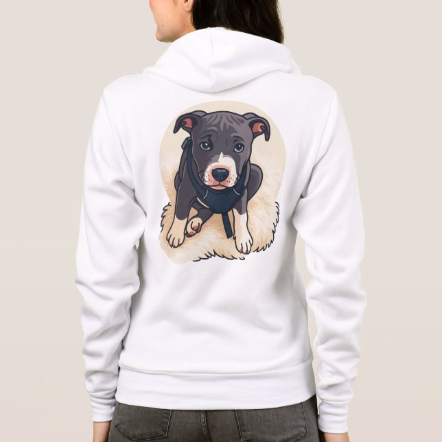 Veste À Capuche Cute Pitbull Puppy Dog Cartoon Design (Dos)