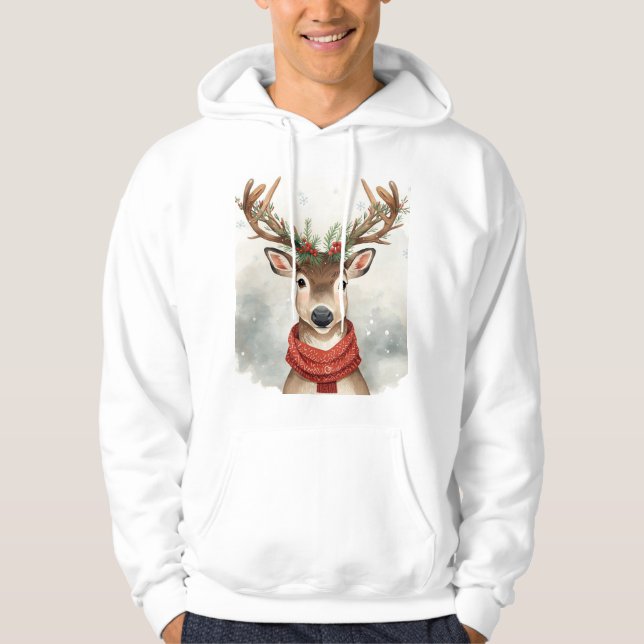 Veste À Capuche Cute Reindeer Christmas Hoodie,Cozy Festive Winter (Devant)