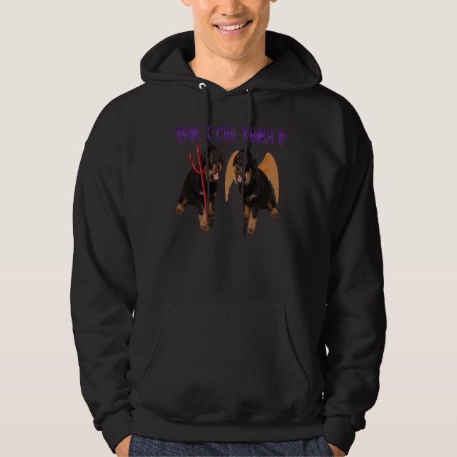 Veste À Capuche Cute Rottweiler Halloween Trick Ou Treat Vector (Devant)