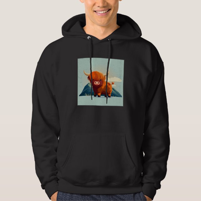 Veste À Capuche Cute Scottish Highland Cow Illustration Little Hor (Devant)