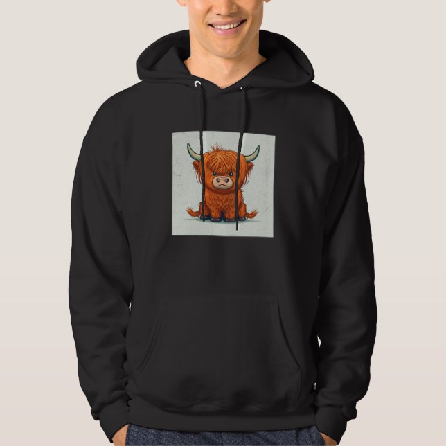 Veste À Capuche Cute Scottish Highland Cow Illustration Little Hor (Devant)