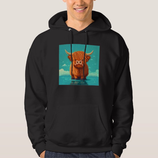 Veste À Capuche Cute Scottish Highland Cow Illustration Little Hor (Devant)