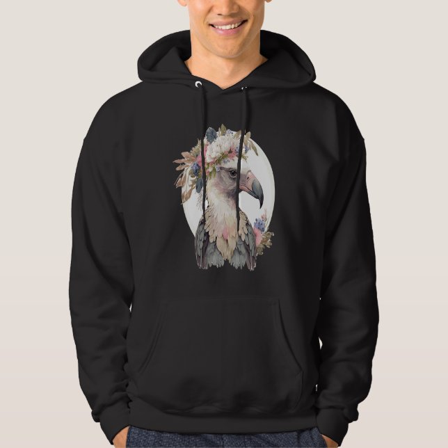 Veste À Capuche Cute Vulture Bird Flower Crown Floral Exotic Birds (Devant)