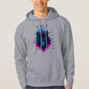 Veste À Capuche Cyberpunk Cyberpunk Inferno-Neon flamme de loup cy