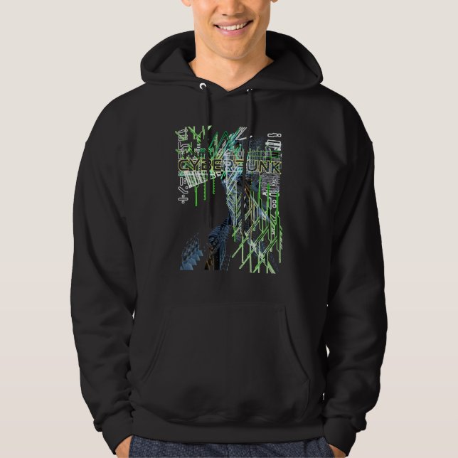 Veste À Capuche Cyberpunk esthétique rétro 80s Glitch Trippy Graph (Devant)