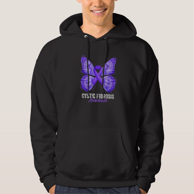 Veste À Capuche Cystic Fibrosis Awareness Month Butterfly Purple R (Devant)