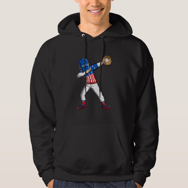Veste À Capuche Dabbing Baseball Player 4th Of July USA American F (Devant)