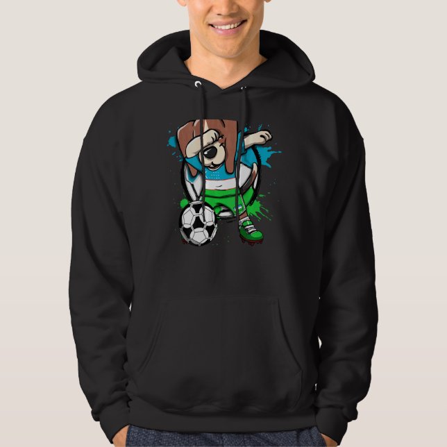 Veste À Capuche Dabbing Beagle Chien Ouzbékistan Soccer Fans Jerse (Devant)