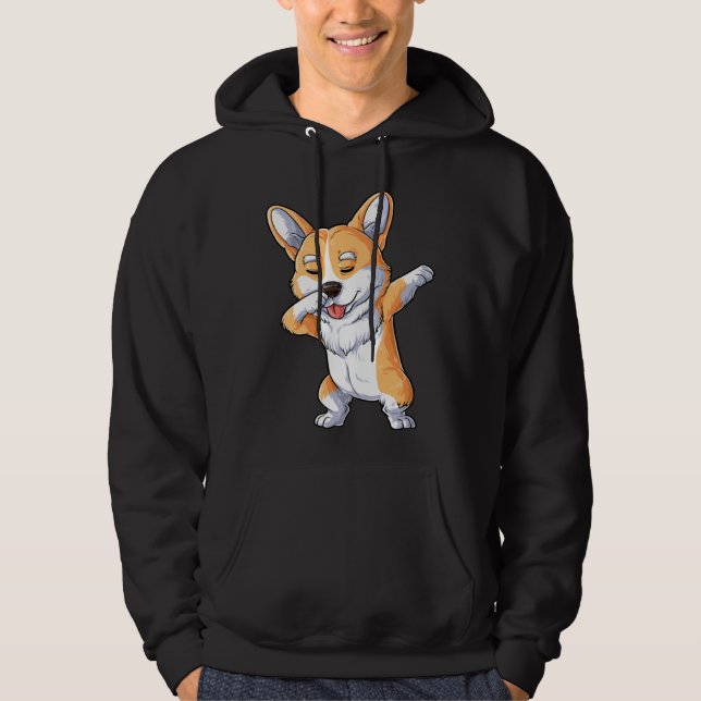 Veste À Capuche Dabbing Corgi  Dog   Boys Kids Dab Dance (Devant)