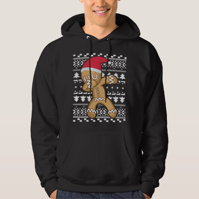 Veste À Capuche Dabbing Gingerbread Man laide de Noël (Devant)