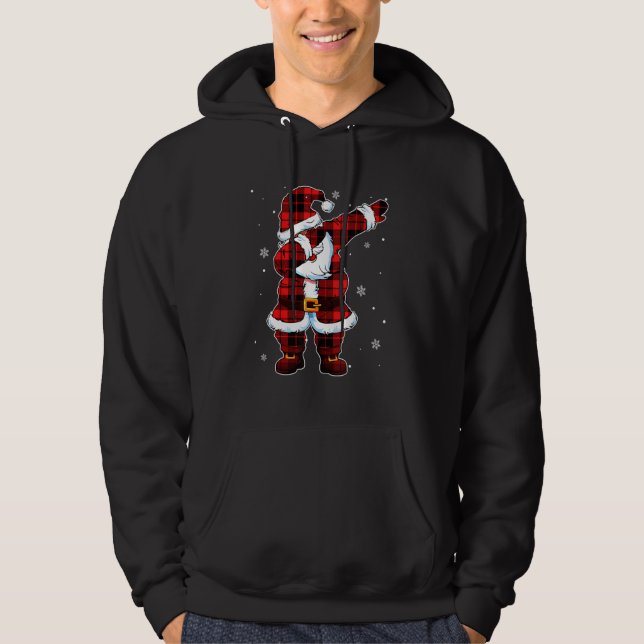 Veste À Capuche Dabbing Santa Claus  Christmas Plaid Red Santa Cos (Devant)