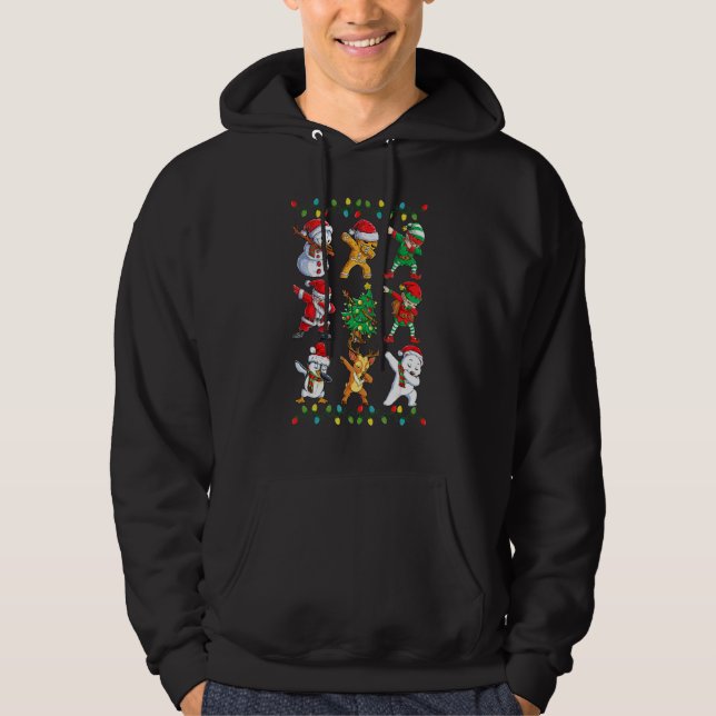 Veste À Capuche Dabbing Santa Elf Friends Christmas Kids Boys Men  (Devant)