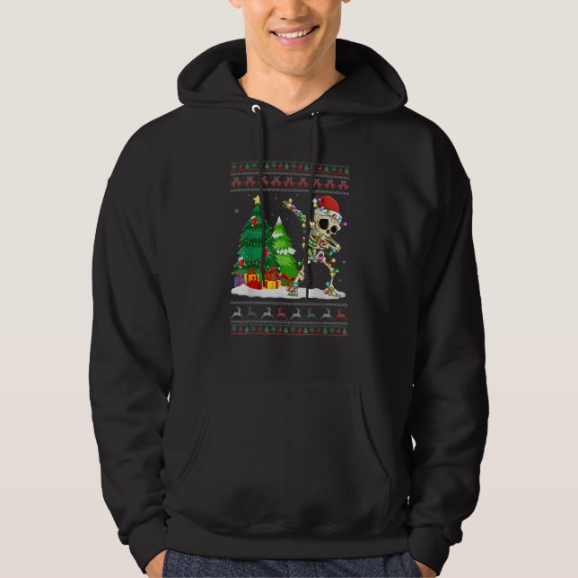 Veste À Capuche Dabbing Skeleton Tree Santa Hat Ugly Christmas Swe (Devant)