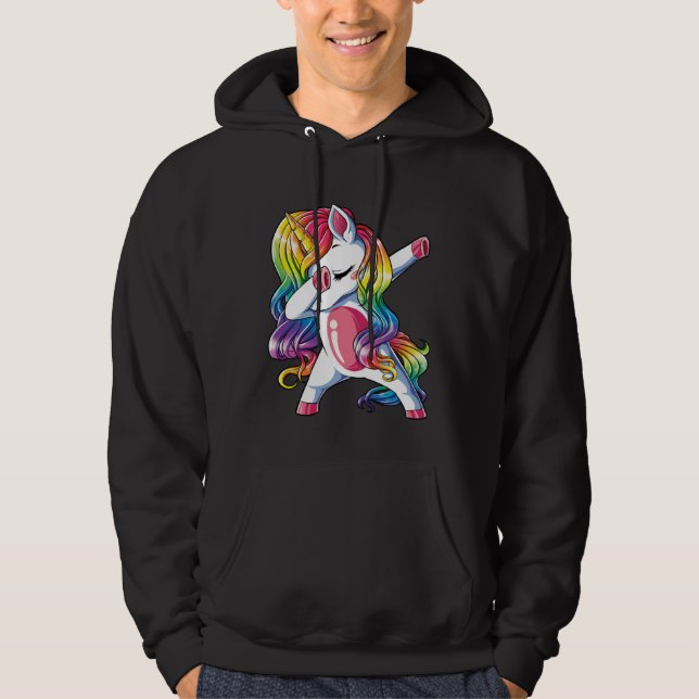 Veste À Capuche Dabbing Unicorn Girls Kids Rainbow Dab Dance Squad (Devant)