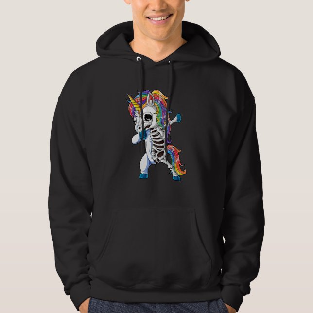 Veste À Capuche Dabbing Unicorn Skeleton Skulls Halloween Boys Gir (Devant)