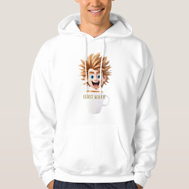 Veste À Capuche D'abord Café - Énergie et drôle (Devant)