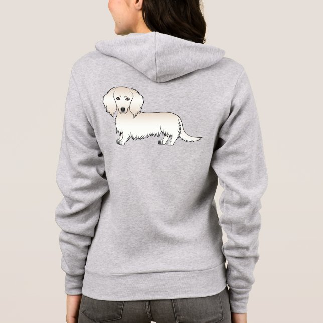 Veste À Capuche Dachshund à longs poils crème Chien de dessin anim (Dos)