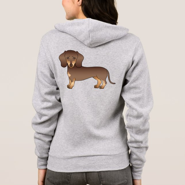 Veste À Capuche Dachshund à poil lisse chocolat et marron Clair Ch (Dos)