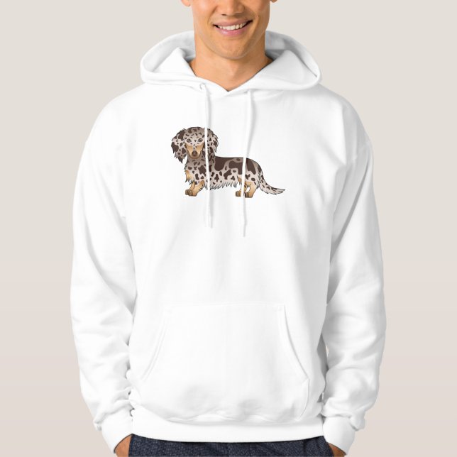 Veste À Capuche Dachshund à poil long chocolat et panaché de tan (Devant)