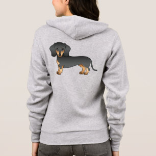 Veste À Capuche Dachshund de dessin animé à poil court noir et feu