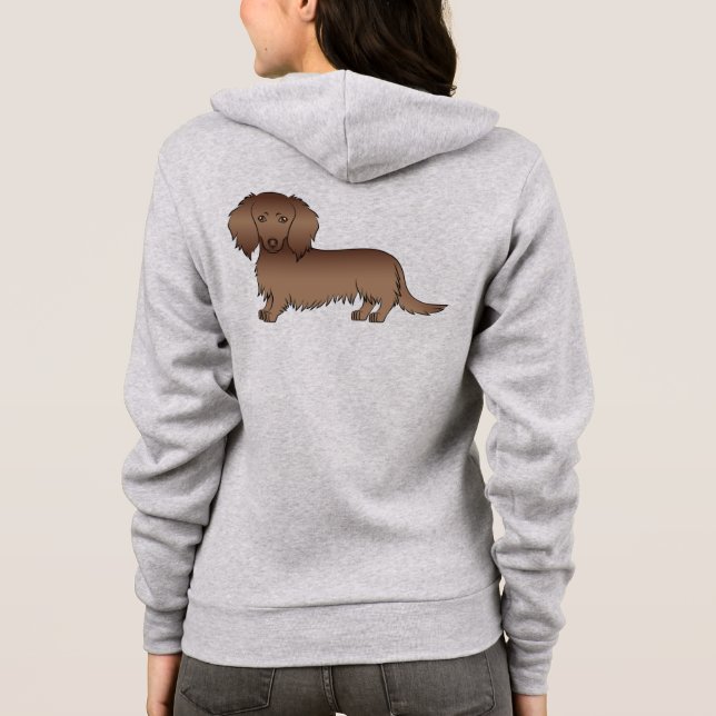Veste À Capuche Dachshund de dessin animé aux longs poils marron c (Dos)
