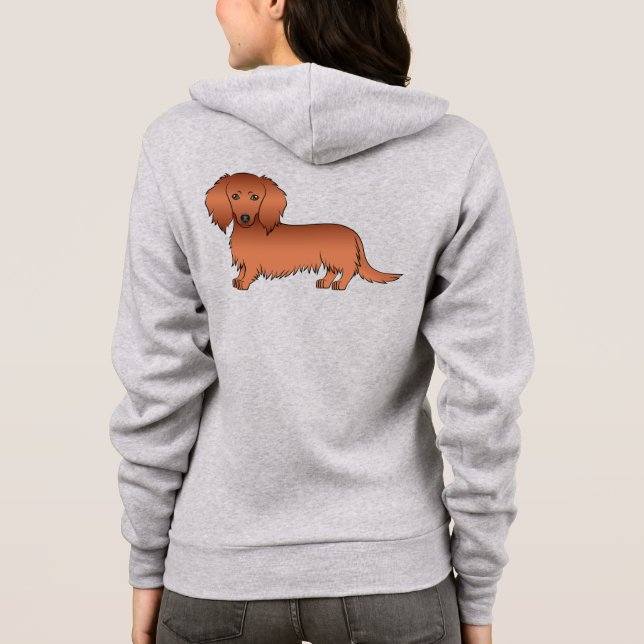 Veste À Capuche Dachshund de dessin animé mignon aux longs cheveux (Dos)