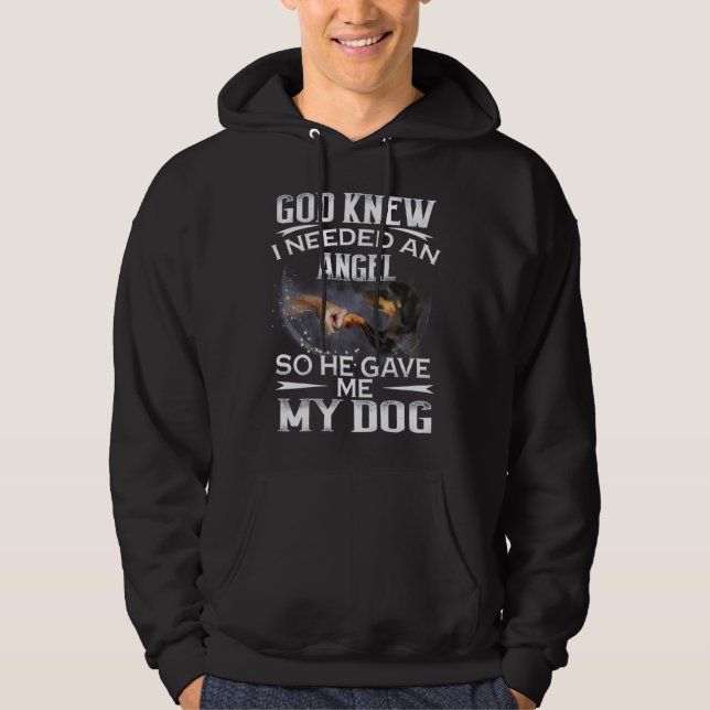 Veste À Capuche Dachshund Dieu Savait Que J'Avais Besoin D'Un Ange (Devant)