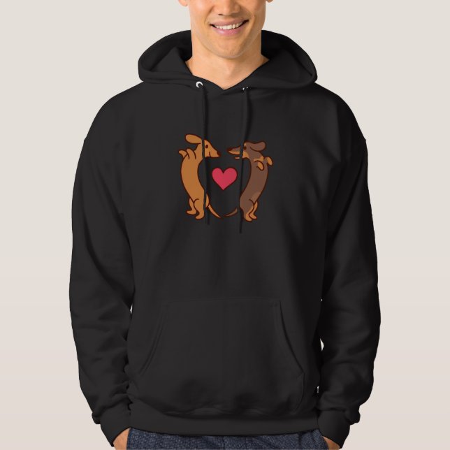 Veste À Capuche Dachshund Dogs Heart Wiener Valentines Day Men Wom (Devant)
