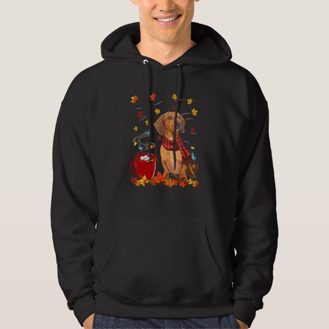 Veste À Capuche Dachshund Écharpe de chien automne Chocolat Automn (Devant)