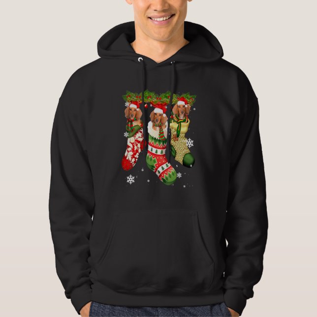 Veste À Capuche Dachshund En Sock Noël Noël Noël Chapeau Noël Chie (Devant)
