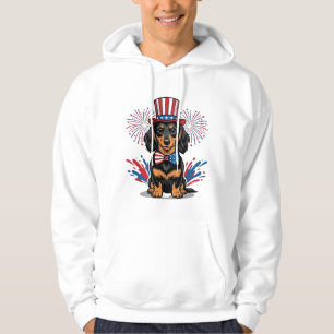 Veste À Capuche Dachshund patriotique feux d'artifice art vectorie