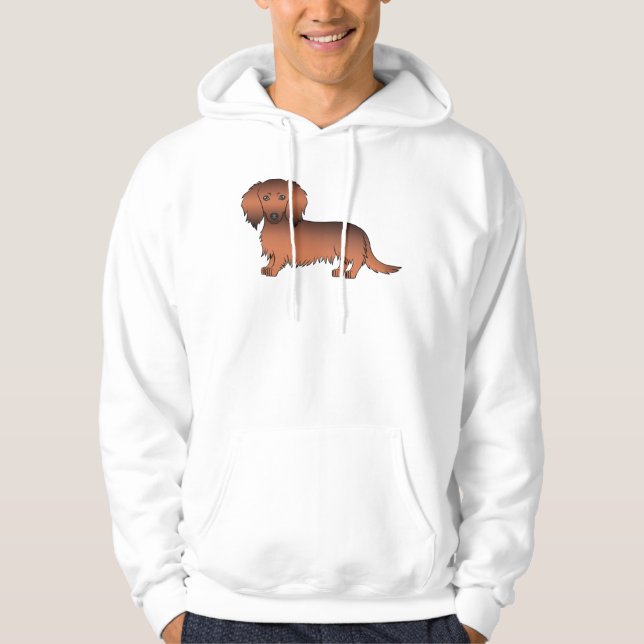 Veste À Capuche Dachshund roux sable poil long Chien de dessin ani (Devant)
