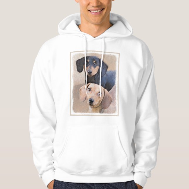 Veste À Capuche Dachshund (Smooth) Peinture - Art Chien original (Devant)