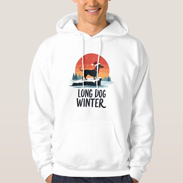 Veste À Capuche Dachshund Winter Sunset Design with Long Dog (Devant)