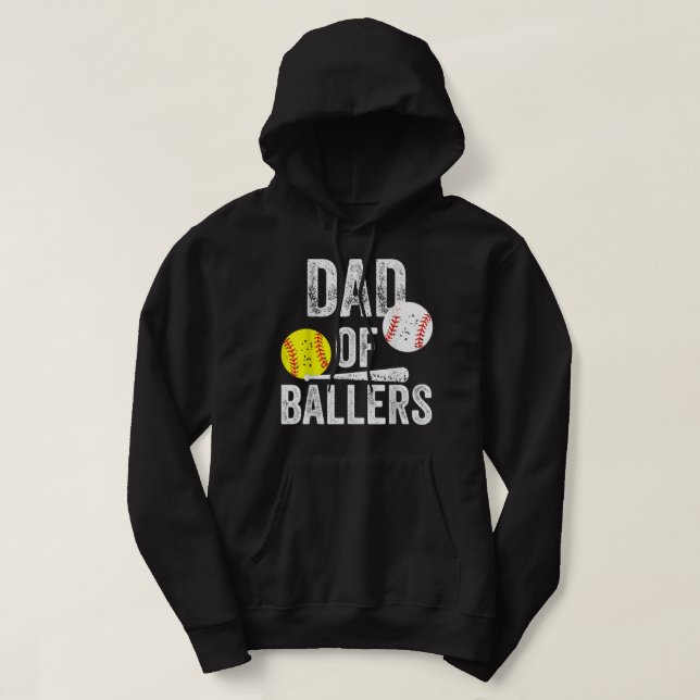 Veste À Capuche Dad of Ballers Funny Dad of Baseball and Softball  (Design devant)
