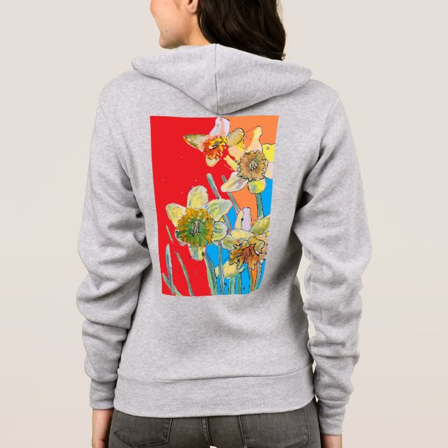 Veste À Capuche Daffodil floral Aquarelle Art Motif Hood (Dos)