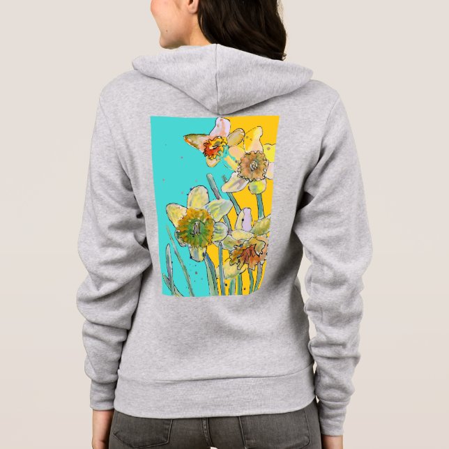 Veste À Capuche Daffodil floral Art aquarelle motif fleur Hood (Dos)