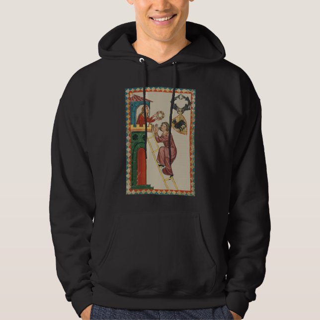 Veste À Capuche Dame offrant un cadeau à un prétendant, 14e siècle (Devant)